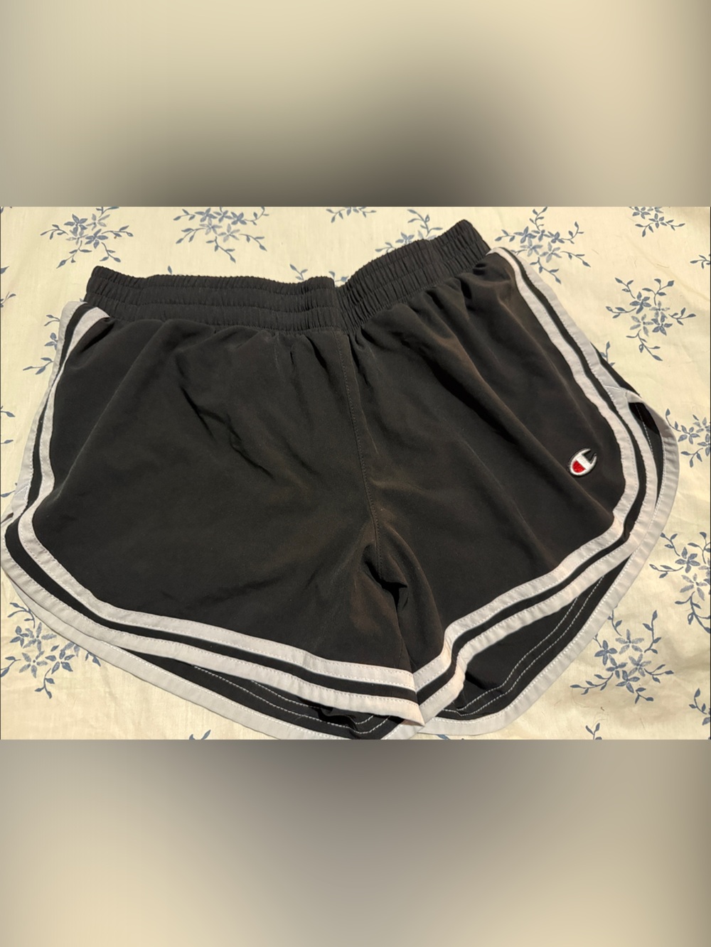 Champion Black Shorts with White Trim and Logo